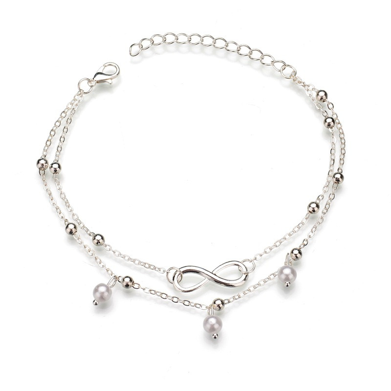 Bracelet Cheville Perles Blanches