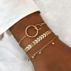 Ensemble de 3 bracelets dorés tendance style bohème chic